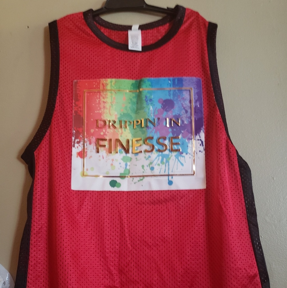 Drippin in finesse  tank top jersey red and black